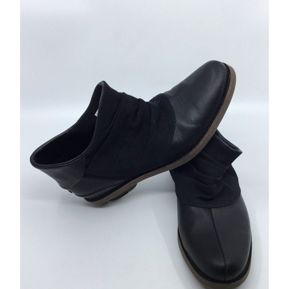 Merrell Black Leather Ankle Boots Womens Sz 7 Adaline Bluff Select Grip Pull On - Picture 1 of 6